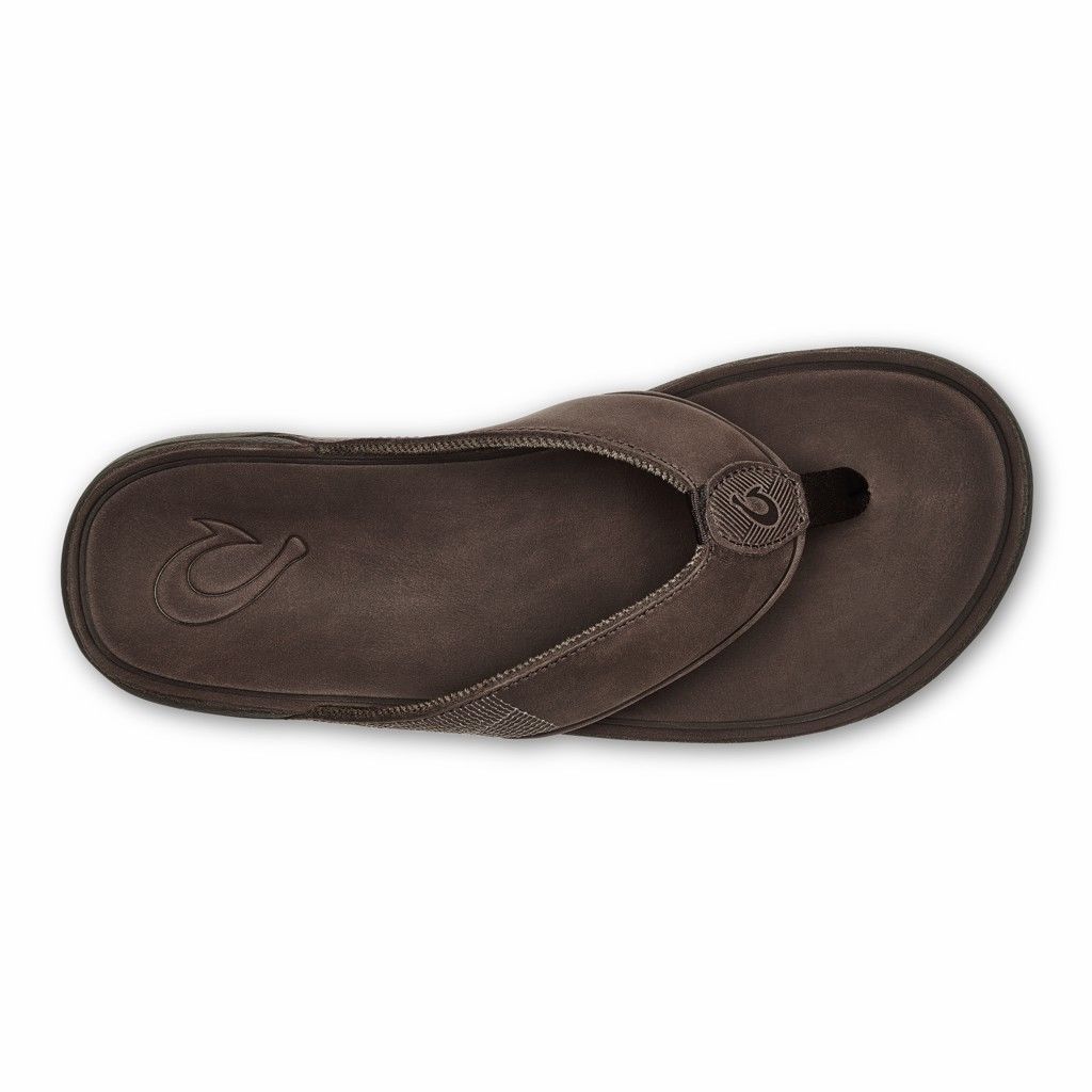 Olukai Men's Tuahine Flip Flop - Dark Wood US463-950